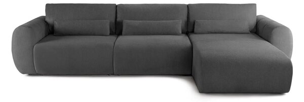 Colțar Extensibil VERSA, cu 2 lăzi depozitare, șezlong interschimbabil, 357x190x87 cm, Stanga / Gri-Grafit-Loft