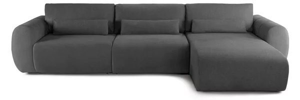 Colțar Extensibil VERSA, cu 2 lăzi depozitare, șezlong interschimbabil, 357x190x87 cm, Dreapta / Gri-Grafit-Loft