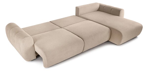 Colțar Extensibil VERSA, cu 2 lăzi depozitare, șezlong interschimbabil, 357x190x87 cm, Dreapta / Bej-Loft