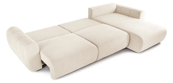 Colțar Extensibil VERSA, cu 2 lăzi depozitare, șezlong interschimbabil, 357x190x87 cm, Dreapta / Crem-Loft