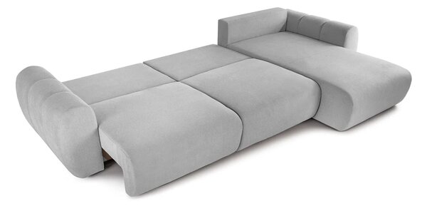 Colțar Extensibil VERSA, cu 2 lăzi depozitare, șezlong interschimbabil, 357x190x87 cm, Dreapta / Gri-Deschis-Loft