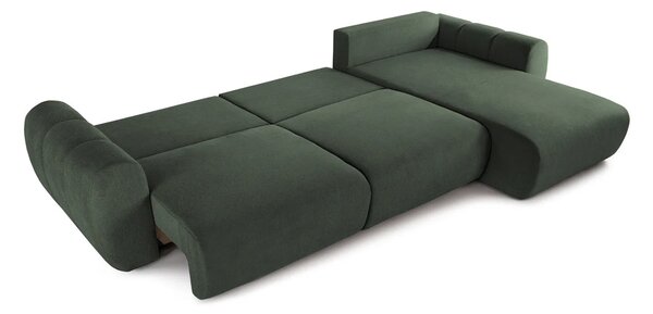 Colțar Extensibil VERSA, cu 2 lăzi depozitare, șezlong interschimbabil, 357x190x87 cm, Dreapta / Verde-Inchis-Loft