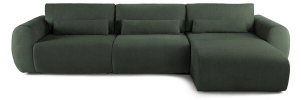 Colțar Extensibil VERSA, cu 2 lăzi depozitare, șezlong interschimbabil, 357x190x87 cm, Dreapta / Verde-Inchis-Loft