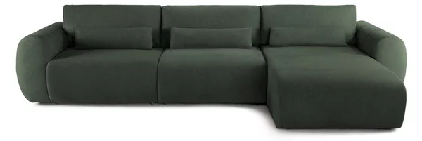 Colțar Extensibil VERSA, cu 2 lăzi depozitare, șezlong interschimbabil, 357x190x87 cm, Dreapta / Verde-Inchis-Loft