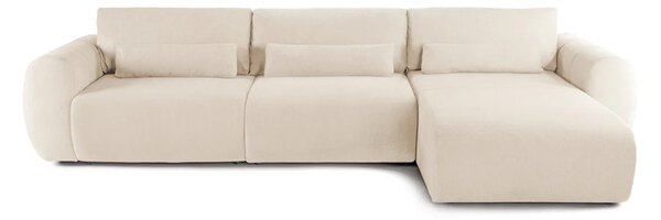 Colțar Extensibil VERSA, cu 2 lăzi depozitare, șezlong interschimbabil, 357x190x87 cm, Stanga / Crem-Loft