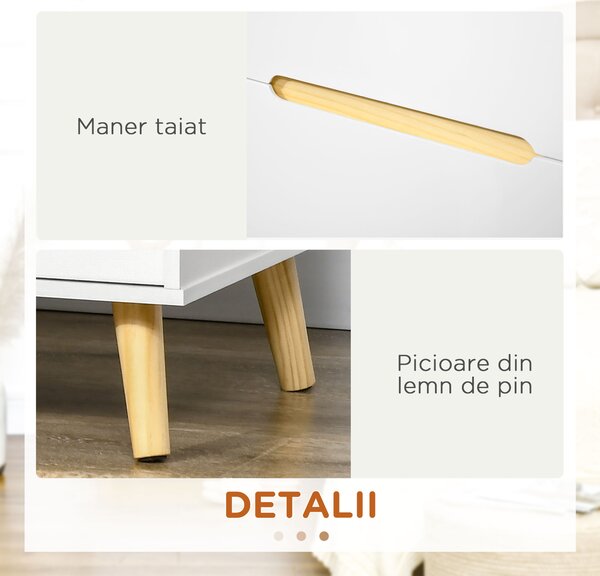 HOMCOM Noptieră Modernă cu 2 Sertare Masă Laterală Picioare Lemn Masiv pentru Dormitor sau Living 50x40x50.5cm | Aosom Romania