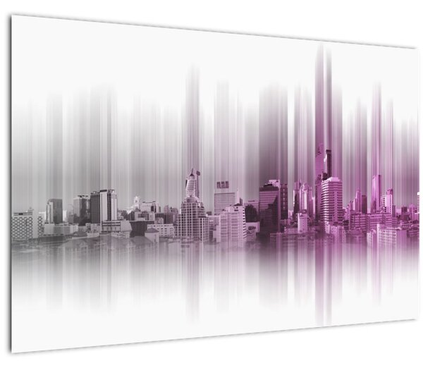 Tablou - Panorama orașului, roz-gri (90x60 cm)