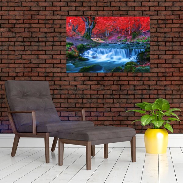Tablou - Cascada în pădurea roșie (90x60 cm)