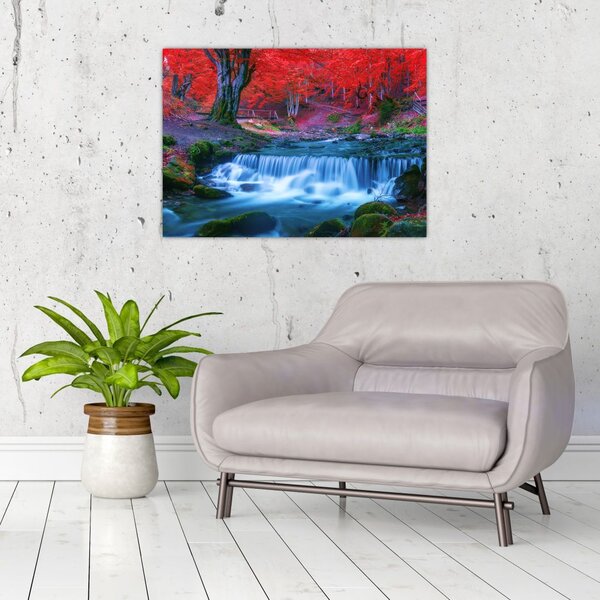 Tablou - Cascada în pădurea roșie (70x50 cm)