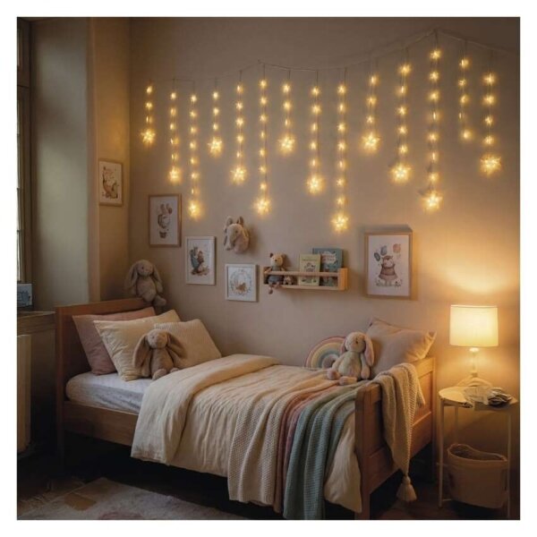 Șir LED pentru exterior 120xLED 3xAA 1,7 m IP44 alb cald