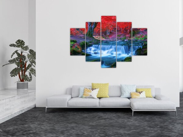 Tablou - Cascada în pădurea roșie (150x105 cm)