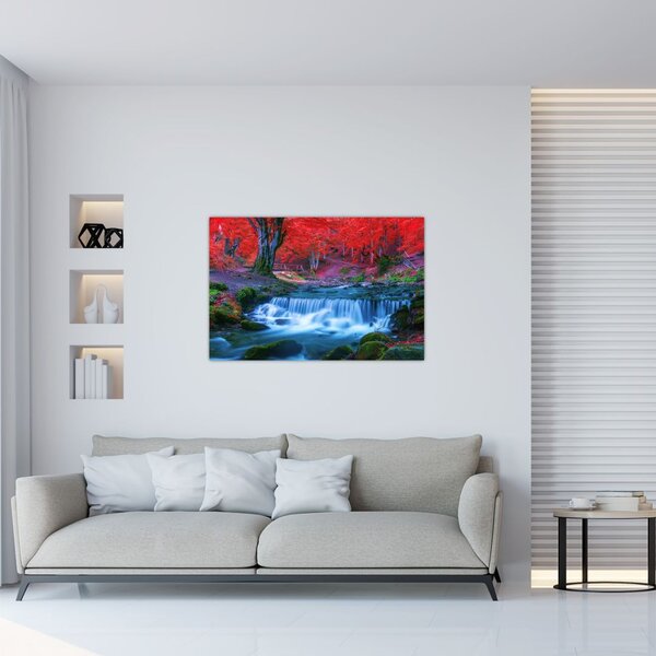 Tablou - Cascada în pădurea roșie (90x60 cm)