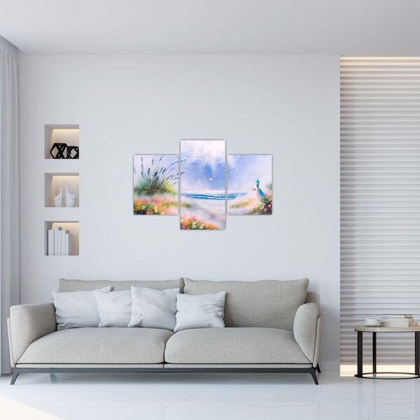 Tablou - Plaja romantică, pictură în ulei (90x60 cm)