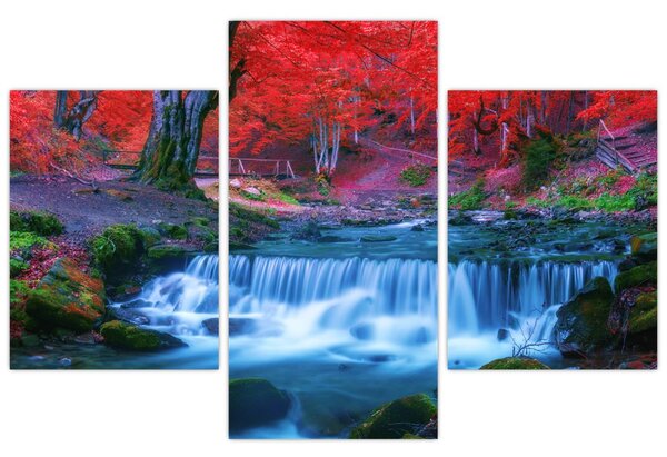 Tablou - Cascada în pădurea roșie (90x60 cm)