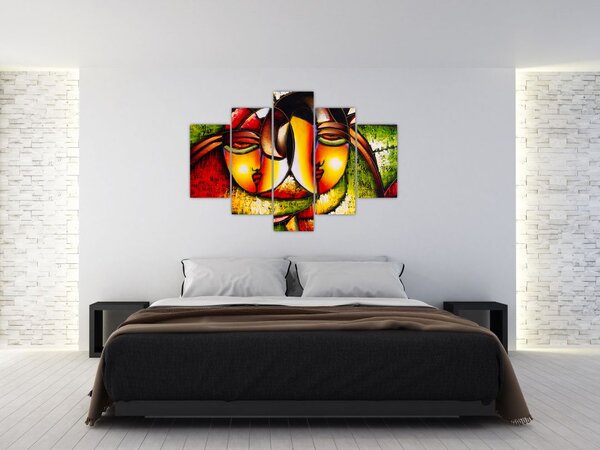 Tablou - Pictură în ulei, chipuri abstracte (150x105 cm)