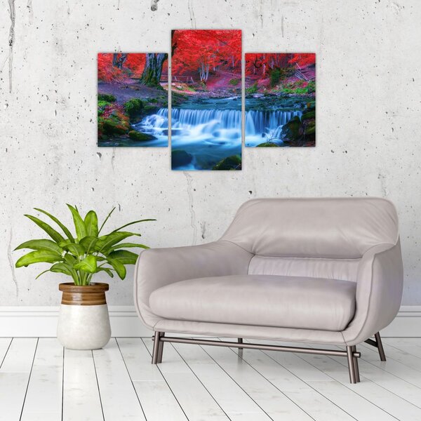 Tablou - Cascada în pădurea roșie (90x60 cm)