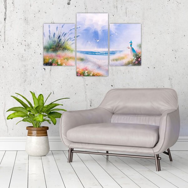 Tablou - Plaja romantică, pictură în ulei (90x60 cm)