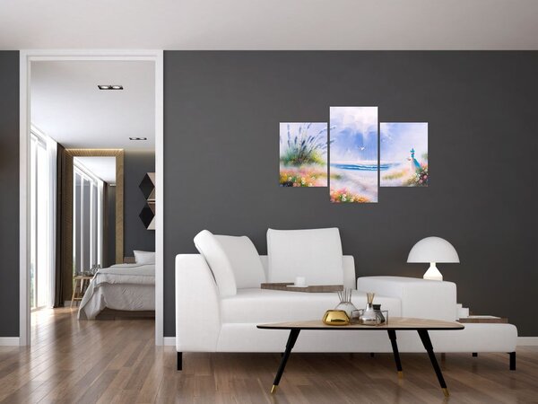 Tablou - Plaja romantică, pictură în ulei (90x60 cm)