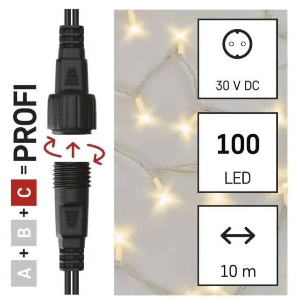 Instalație luminoasă LED pentru exterior 100xLED/10m IP44 alb cald