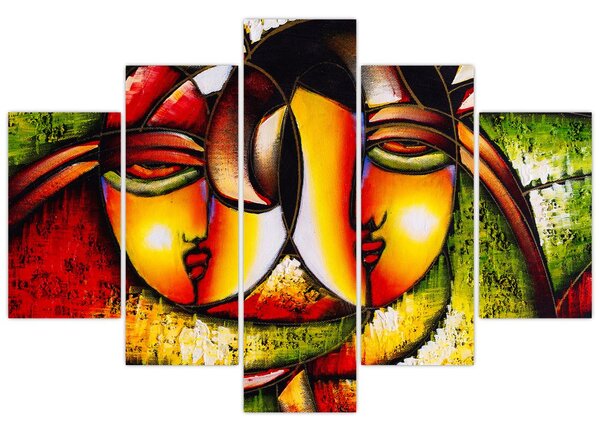 Tablou - Pictură în ulei, chipuri abstracte (150x105 cm)