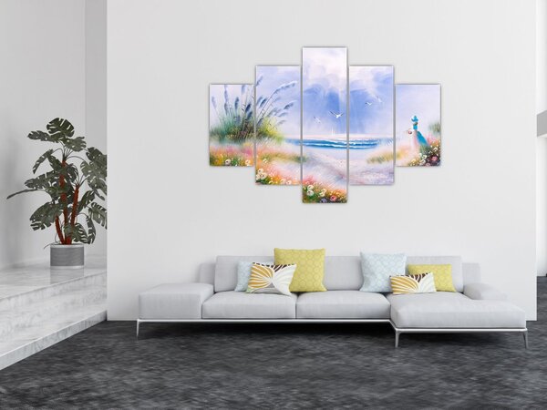 Tablou - Plaja romantică, pictură în ulei (150x105 cm)