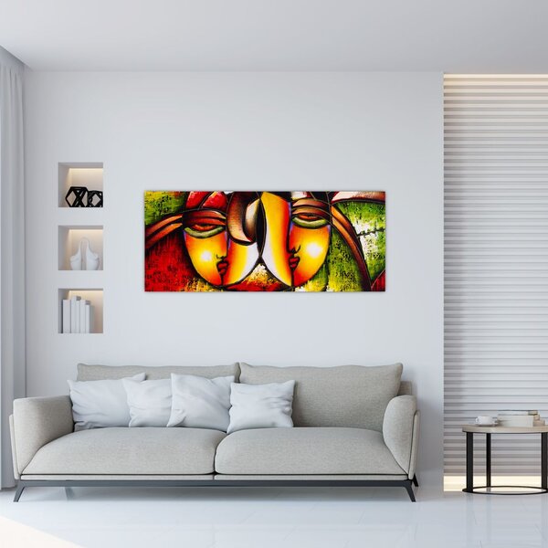 Tablou - Pictură în ulei, chipuri abstracte (120x50 cm)