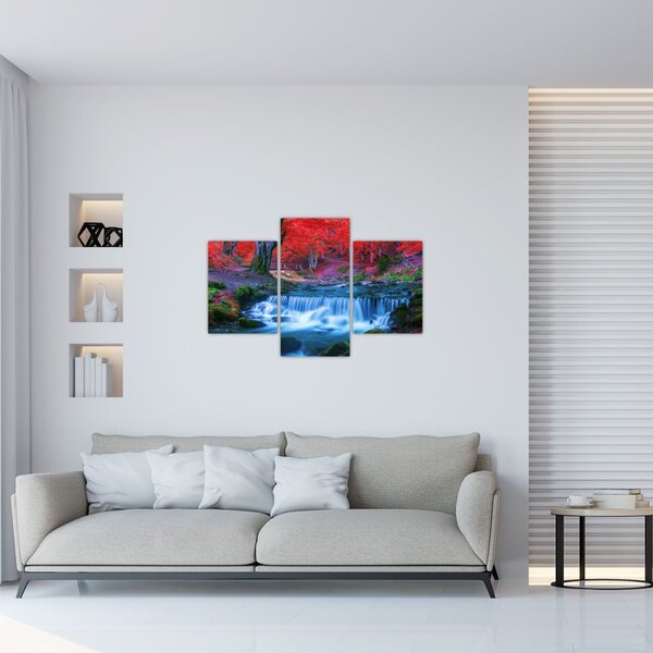 Tablou - Cascada în pădurea roșie (90x60 cm)