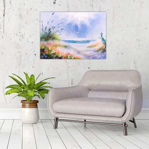 Tablou - Plaja romantică, pictură în ulei (70x50 cm)