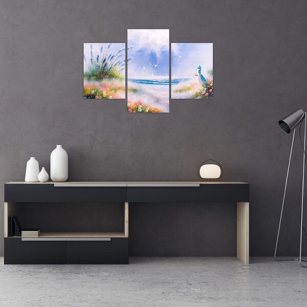 Tablou - Plaja romantică, pictură în ulei (90x60 cm)