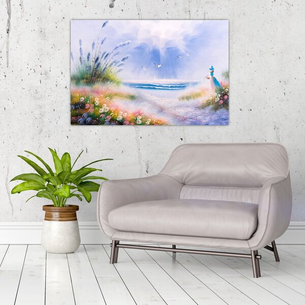 Tablou - Plaja romantică, pictură în ulei (90x60 cm)
