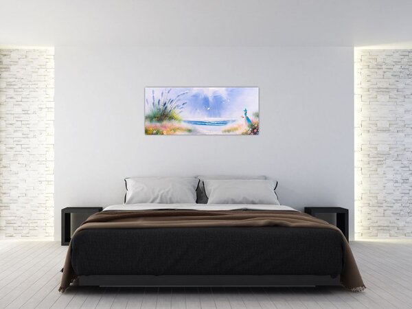 Tablou - Plaja romantică, pictură în ulei (120x50 cm)