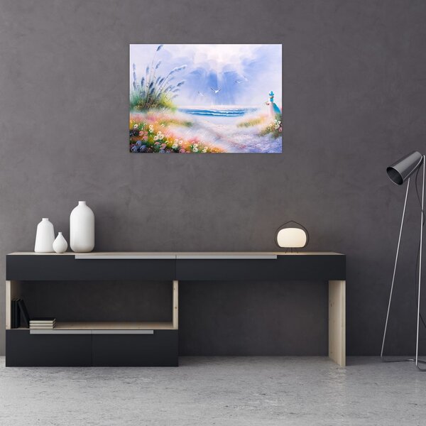 Tablou - Plaja romantică, pictură în ulei (70x50 cm)