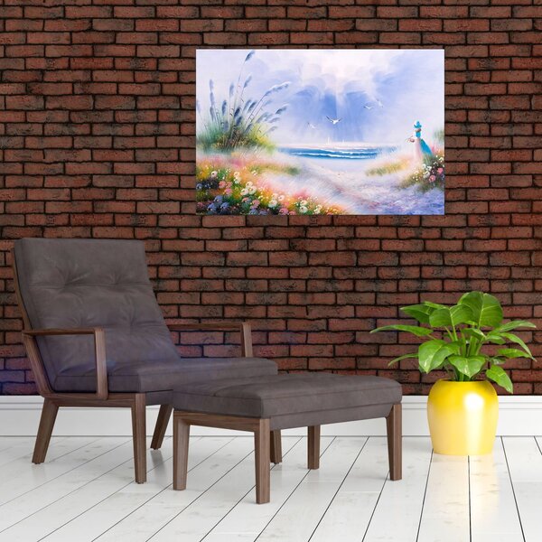 Tablou - Plaja romantică, pictură în ulei (90x60 cm)
