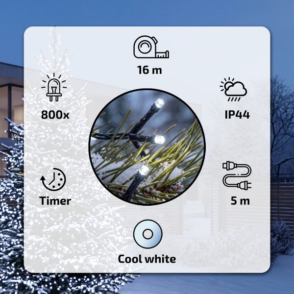 BRILAGI - LED instalație luminoasă de exterior pentru Crăciun, 800 LED, 21 m, IP44, alb rece