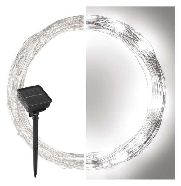 Ghirlandă solară 120xLED/2,4W/1,2V 12m IP44 600 mAh alb rece