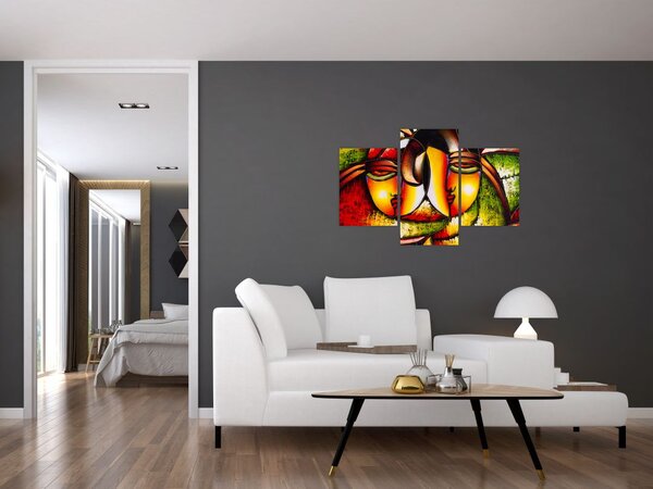 Tablou - Pictură în ulei, chipuri abstracte (90x60 cm)