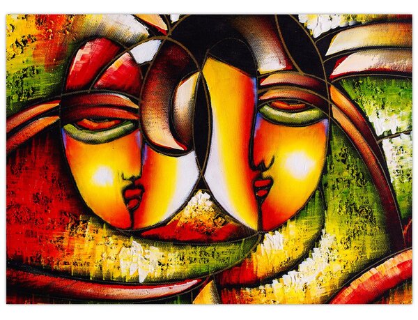 Tablou - Pictură în ulei, chipuri abstracte (70x50 cm)