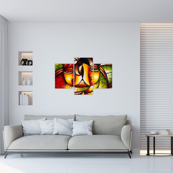 Tablou - Pictură în ulei, chipuri abstracte (90x60 cm)
