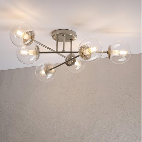 Lustră de tavan aplicată MALENA 6xE14/5W/230V crom mat/clar