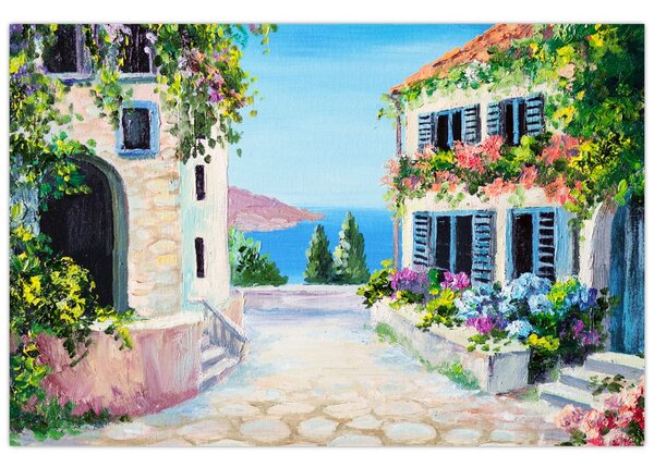 Tablou - Alee grecească, pictură în ulei (90x60 cm)