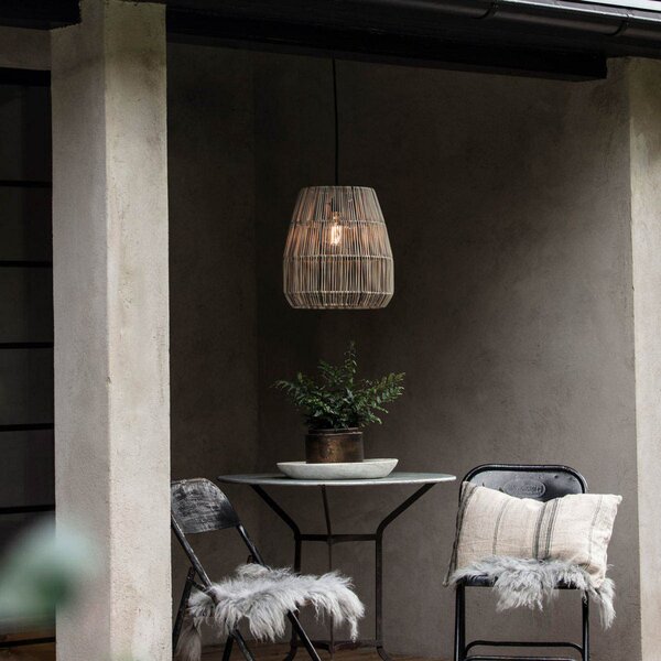 PR Home lampă suspendată de exterior Saigon, gri, Ø 38 cm, cablu 2.5m, reglabil, Gri, Plastic