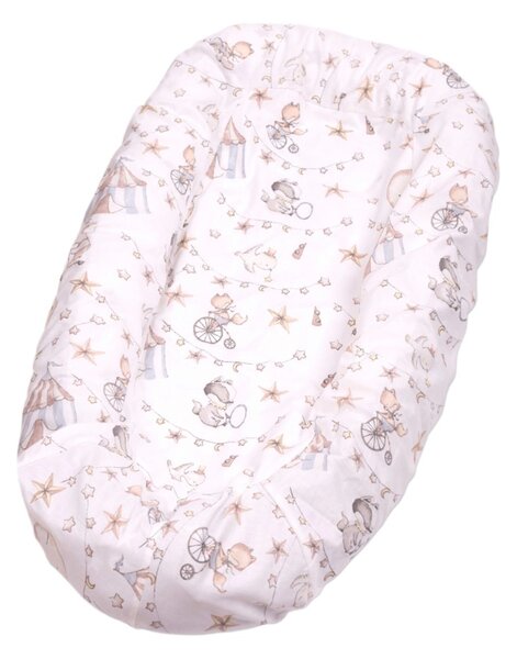 Set 2 Huse tip cearceaf cu elastic roata pentru baby nest Kidizi Koala Dreams Circus, include zona centrala impermeabila