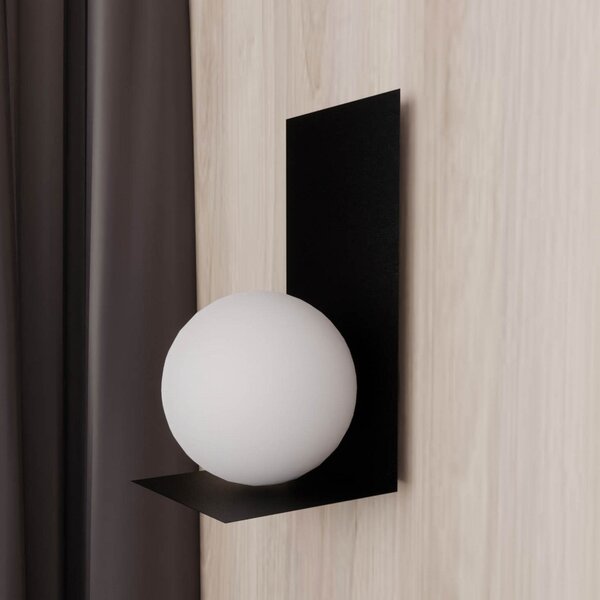EMIBIG LIGHTING Aplică de perete Formă 5, 15 cm x 30 cm, negru/opal, reglabil, Negru, Camera de zi / sufragerie, Metal, Modern, glob