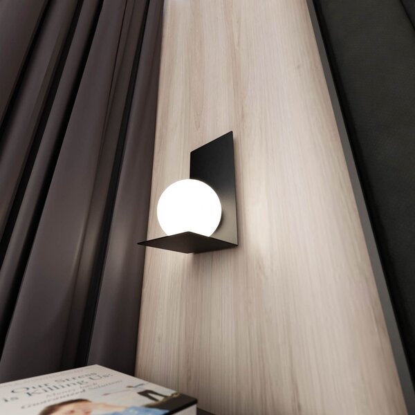 EMIBIG LIGHTING Aplică de perete Formă 5, 15 cm x 30 cm, negru/opal, reglabil, Negru, Camera de zi / sufragerie, Metal, Modern, glob
