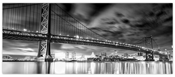 Tablou - Podul Benjamin Franklin, Philadelphia, alb-negru (120x50 cm)