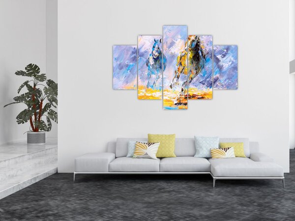 Tablou - Caii alergând, pictură în ulei (150x105 cm)