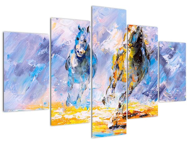 Tablou - Caii alergând, pictură în ulei (150x105 cm)