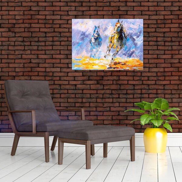 Tablou - Caii alergând, pictură în ulei (70x50 cm)