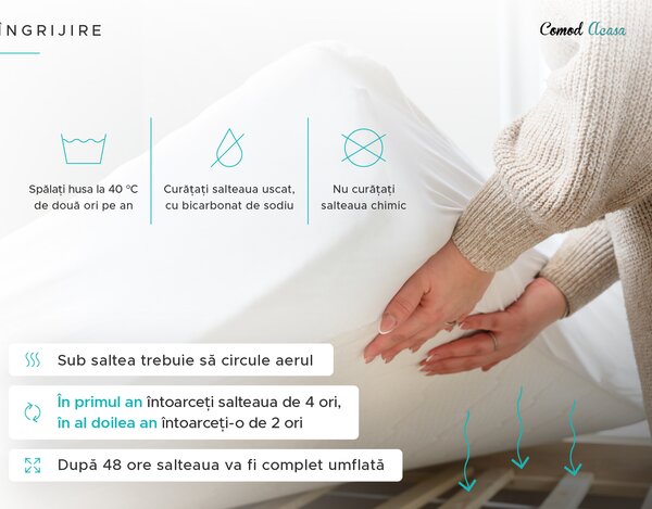 Saltea cu arcuri impachetate individual si fibra de cocos COCO MAXI 20 cm 90x200 cm Protectie saltea: FARA protectie saltea