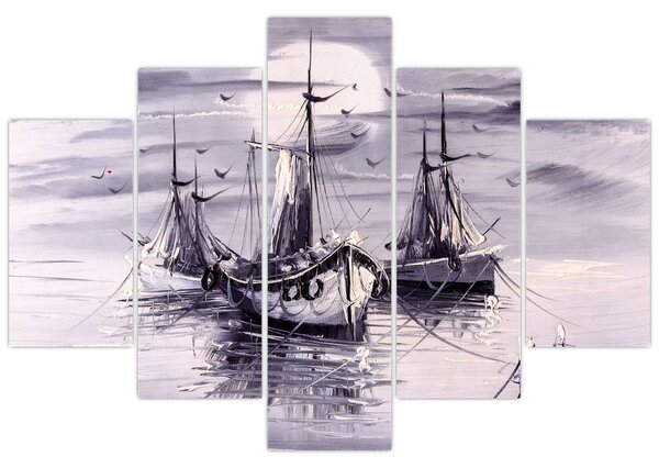 Tablou - Port marin, pictură în ulei (150x105 cm)